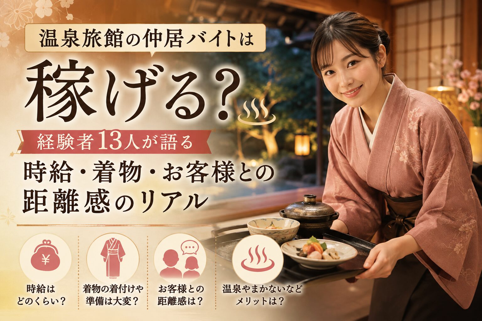 温泉旅館の仲居バイトは稼げる？経験者13人が語る時給・着物・お客様との距離感のリアル