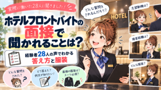 ホテルフロントバイトの面接で聞かれることは？経験者28人の声でわかる答え方と服装