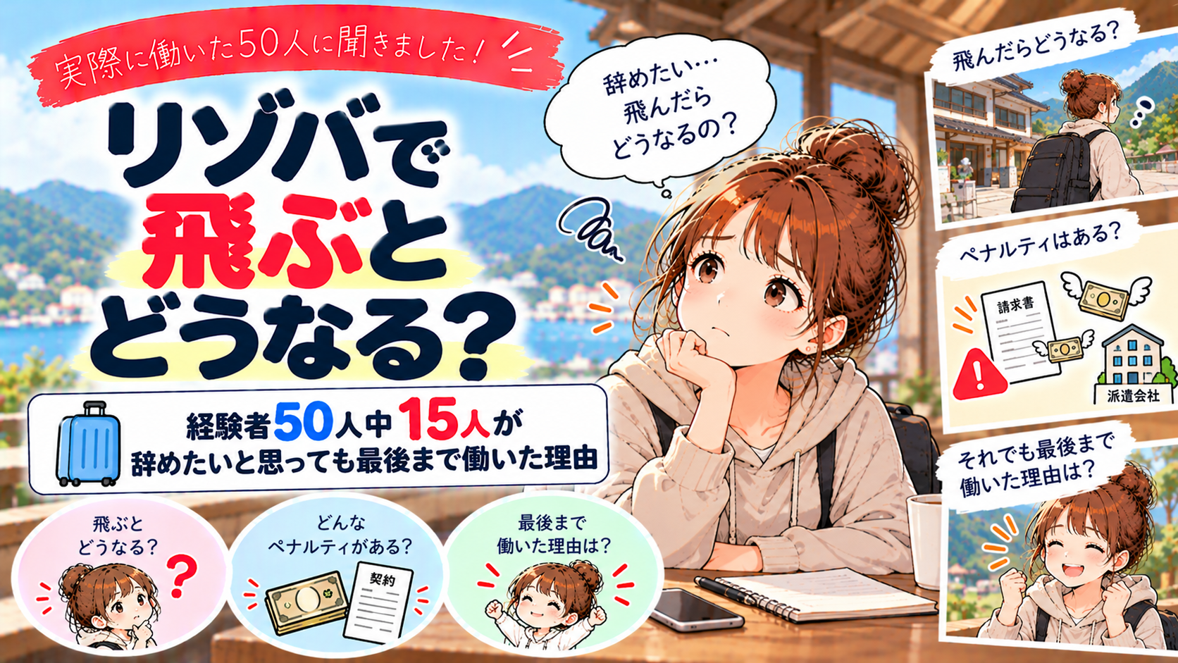 リゾバで飛ぶとどうなる？経験者50人中15人が辞めたいと思っても最後まで働いた理由